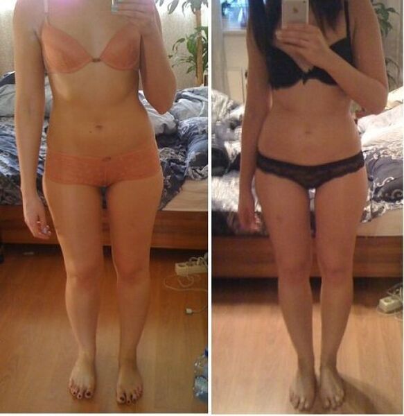 A girl before and after losing weight on the Japanese diet in 14 days
