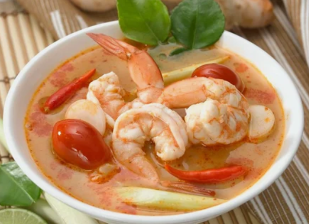 Tom Yam soup with prawns